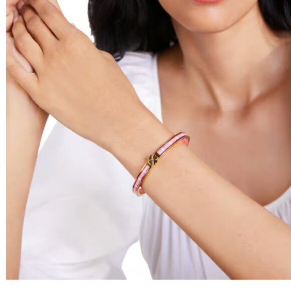 NWT Kate Spade Fiesta Plaid Heritage Spade Flower Thin Hinged Bangle - Picture 3 of 3